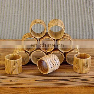Best Price Rattan Napkin Ring Mid Century Modern 60s Set Tableware Set Napkin Holder Rings Vietnam Manufacturer photo-2