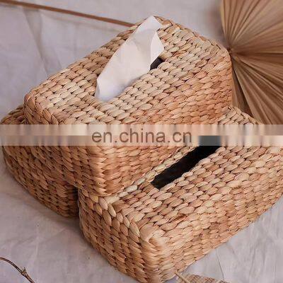 Hot Sale Handwoven Water Hyacinth Rectangular Tissue Box Cover Holder Bathroom Decoration Vietnam Manufacturer photo-2