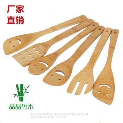 Bamboo spatula with smile face bambu utensil set from China twinkle bamboo