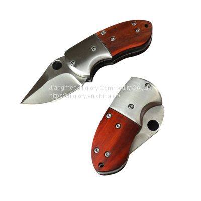 Hunting Military Small Knives Survival Outdoor Tool Wood Handle Mini Pocket Folding Knife photo-2