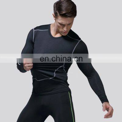 Gym Compression Shirts Quick Dry Long Sleeve Men Factory Sales Bodybuilding Tops 70polyester 30spandex photo-4