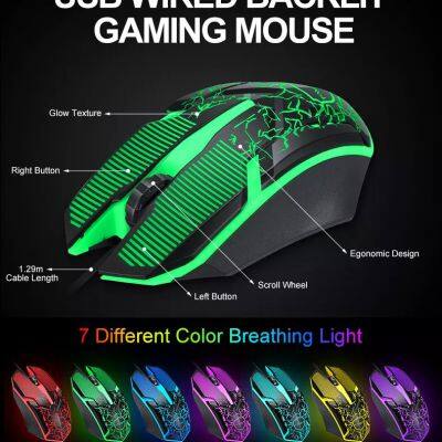 Luminescent TF260 Keyboard Mouse Set 87 Key Gaming Keyboard Mouse Mouse Pad Three-piece Set photo-4