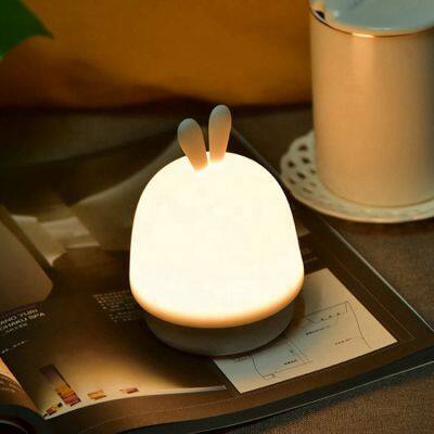 drop shipping hot selling night light silicone LED Lamp Colorful rabbit shaped Touch Sensor USB Charging Silicon For Kids gift