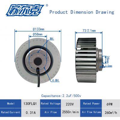 OEM 133mm 230V/400V Small Single Inlet Centrifugal Fan With Forward Curved Impeller photo-2