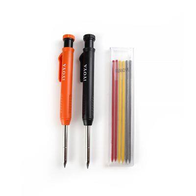 Long Nib Deep Hole Marker Pen and Black Refill Woodwork Mechanical Carpenter Woodworker Construction Pencil With Scale Markings photo-2