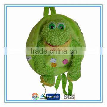 Custom plush bag animal kids green frog backpack