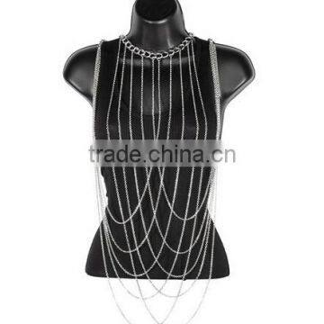 Stainless Steel Chain Wholesale, Layered Body Chain with Rolo Design