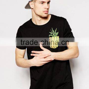 T-Shirt With Pineaple Print Pocket And Relaxed Skater Fit