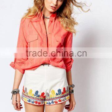 2016 Autumn Long Sleeve Casual Ladies 100% Cotton Shirt