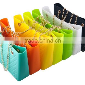 Cheap customized silicon beach bag with rope handle