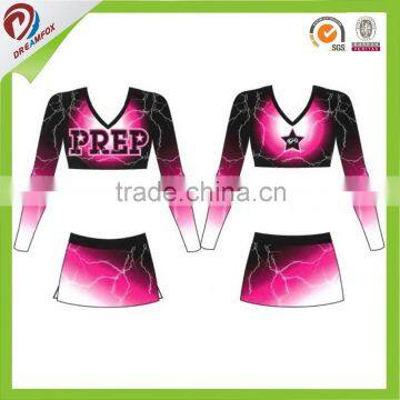 spandex cool pass sublimation cheerleading uniform, long sleeve cheerleading uniforms                        
                                                Quality Choice