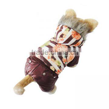 Luxury Fur Flower Cotton Coffee Dog Clothes photo-4