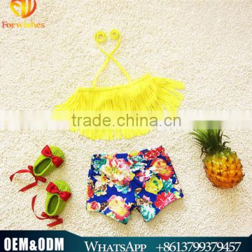 2016 Summer Latest Design Baby Girl Beachwear Lovely Girl Dance Clothes Sexy Girl Tassel Swimsuit