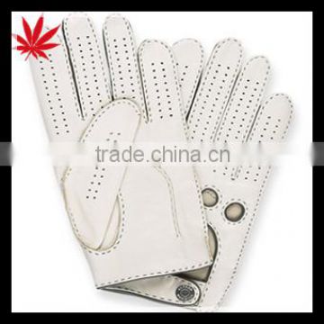 Classic white unlined designer leather driving gloves made from soft lamb nappa leather