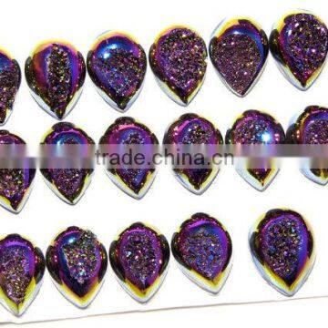 Peacock Window Druzy Cabochon, High Quality, Rainbow Color Pear Shape