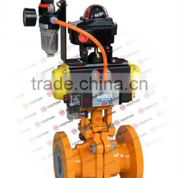 PFA Lined Actuated Midsplit Ball Valve ansi