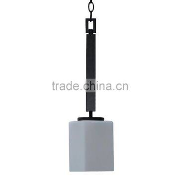 transitional 1 light pendant(Lustre/La arana) in ebony bronze finish with single dove white square glass shade PT1987-5EBZ