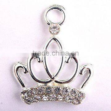 AAA Quality fashion zinc alloy crown clear rhinestone crystal cartoon charm pendants for kids jewelry making!