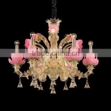 2015 golden pink flowers chandeliers pendant light for decoration