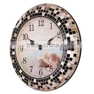 18" Quartz Analog Type Handmade Shell Mosaic Silent Wall Gift Clock