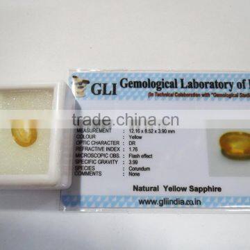 4.73 carat Certified Natural Yellow Sapphire
