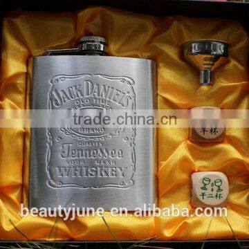 6 oz stainless steel hip flask gift set