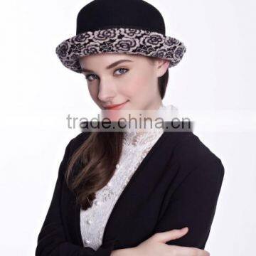 european style winter hat with lace flower