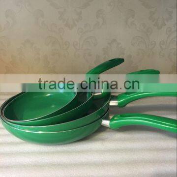 Aluminum Nonstick Pressed /Forged Green Ceramic Coating Colored Frying Pan Pizza Pan Egg Pan photo-3
