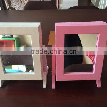 SMALL CUTE WOODEN FRAME MIRROR WITH JEWELRY CASE