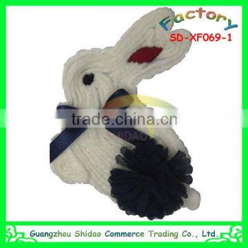 Cute white rabbit design for baby garment decoration chiffon flower