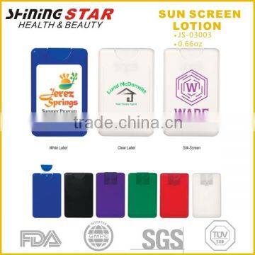 2016 credit card shape organic sunscreen spray