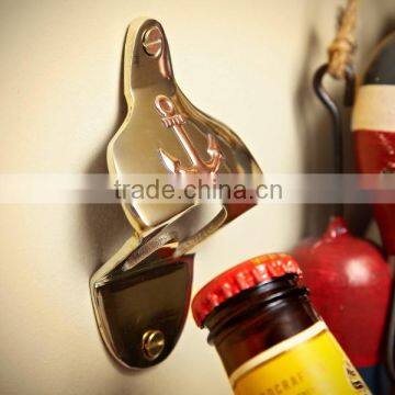 Gold plated wall mount bottle opener