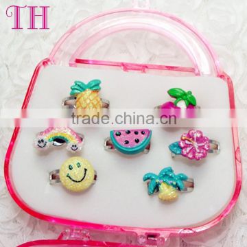 happy glitter face shaped ring plastic toy kids finger plastic ring for children