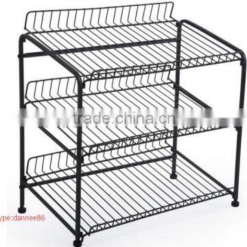 Black Wire Rack for Countertop Use with 3 Open Shelves