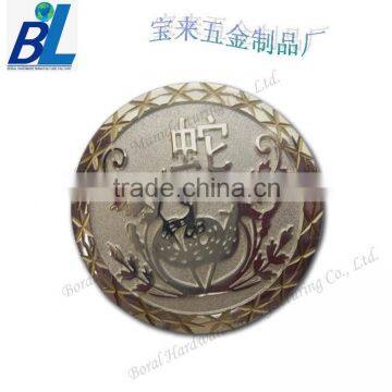 Customized zodiac design of snake diagonal border edge copper challenge coin