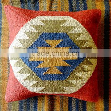 18X18 Jute Kilim Cushion Cover Hand Woven Throw Pillows Boho Sham Indian Cushion