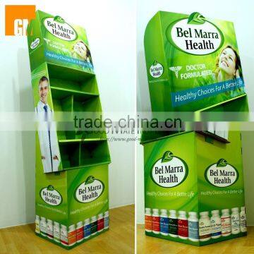 350g CCNB + E flute Cardboard Paper Material floor display rack for pharmacy
