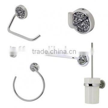 Top fashion modern bathroom design bath hardware set with black bright crushed glasses on base