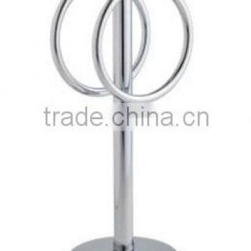 Table Top Free Standing Dual Towel Ring with Round Base in Chrome