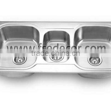 Topmount Triple Bowl Kitchen Sink Stainless Steel