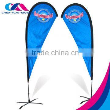 china print feather fly tear drop wind banner flag for advertise