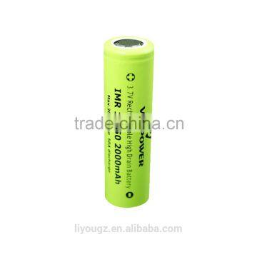 high quality rechargeable li ion battery 18650 3.7v 2000mah li-ion battery 3.7v with reasonable price