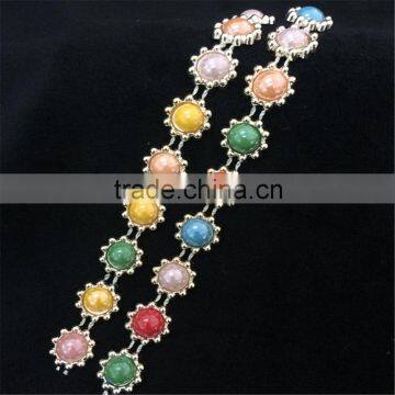 Cheap Plastic Pearl Beaded Lace Trim for Wedding Dress photo-2