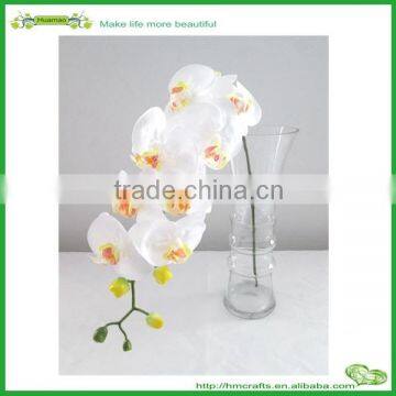Artificial Butterfly Orchid Bush white Phalaenopsis With Leaves - Factory directly
