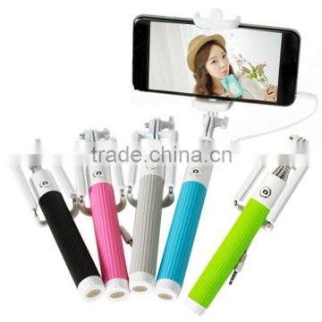 2015 aluminum camera monopod wired selfie stick for mobile phone