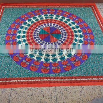 Round Mandala Peocock Prints Bedthrows photo-2