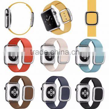 Modern Buckle Genuine Leather Band Strap Replacement for Apple Watch iwatch (38MM-Brown)