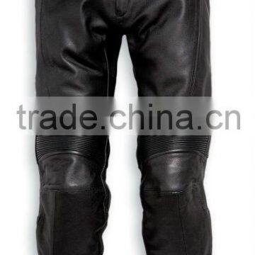 Black MC Leather Pant with CE Body Armours Genuine Cowhide Leather with Jacket Connection Zip