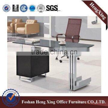 Fashion Design Tempered Glass Manager Computer Office Desk With 3 Drawers