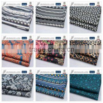 Jiufan Textile Good Quality Printing Polyester Spandex Roma /Ponte Roma Stretch Lycra Knitted Fabric For Garment Shaoxing